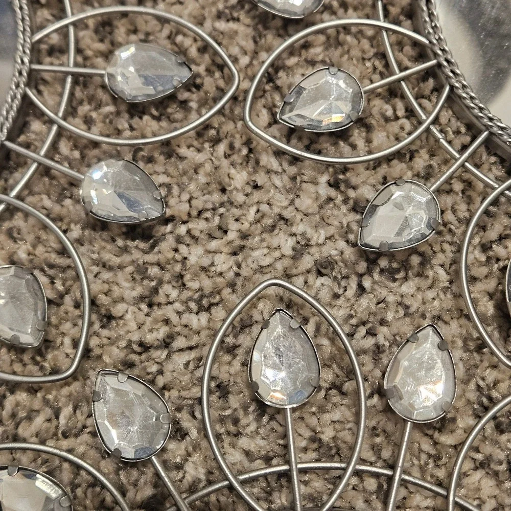 Silver Sunburst Wall Mirror Set of 3 Crystal Rhinestone Floral Glam Decor 9.5 in